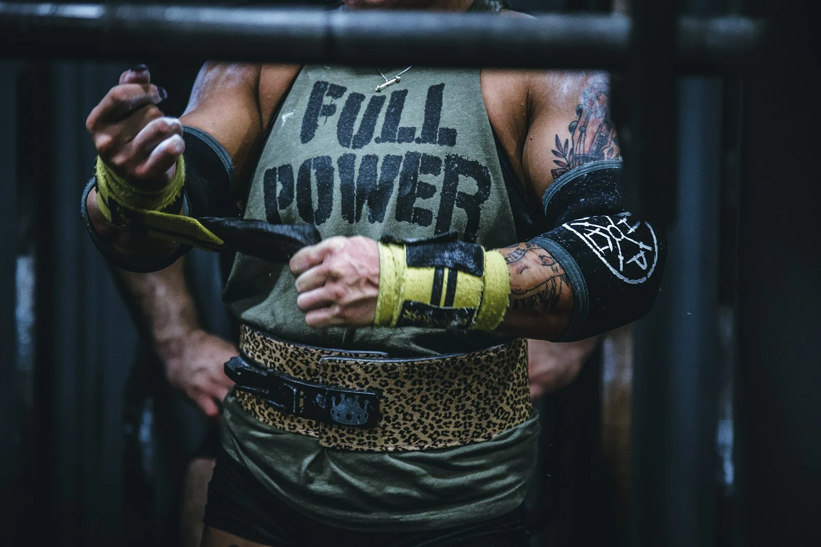Powerlifting gear arranged before a session